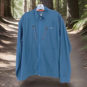 Eddie Bauer Motion Mens XL Blue Full‎ Zip Lightweight Jacket Free Dry Athletic